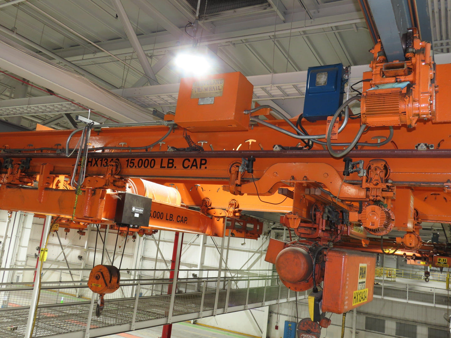 Cleveland Tramrail 7.5 Ton Double Girder Bridge Crane 18' 3" Span w/Remote