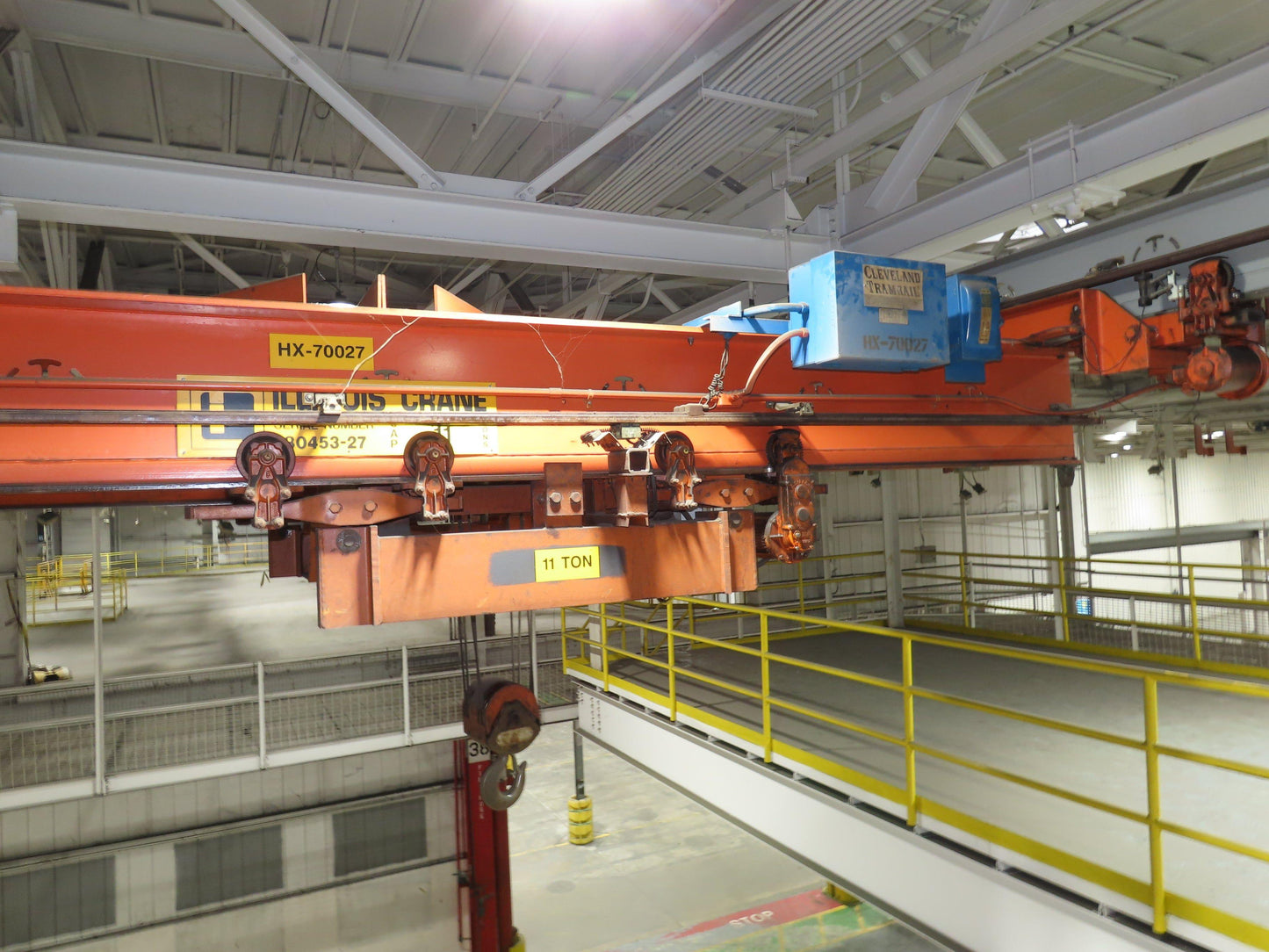 Cleveland Tramrail 11 Ton Double Girder Underhung Bridge Crane 18' 3" Span