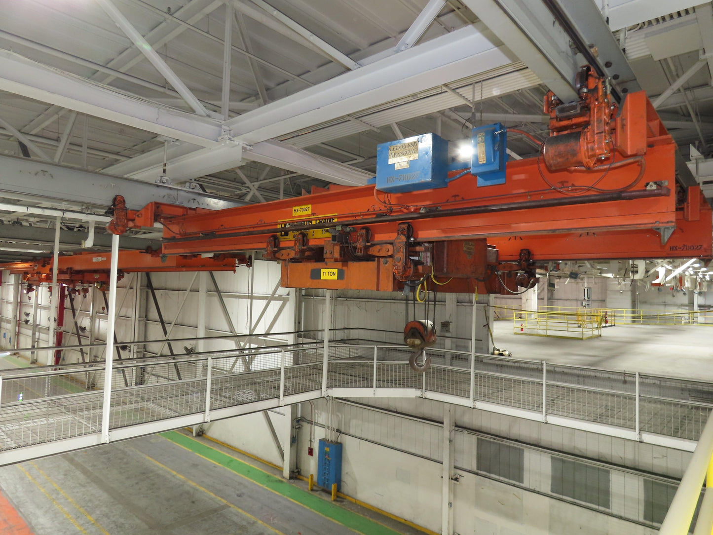 Cleveland Tramrail 11 Ton Double Girder Underhung Bridge Crane 18' 3" Span