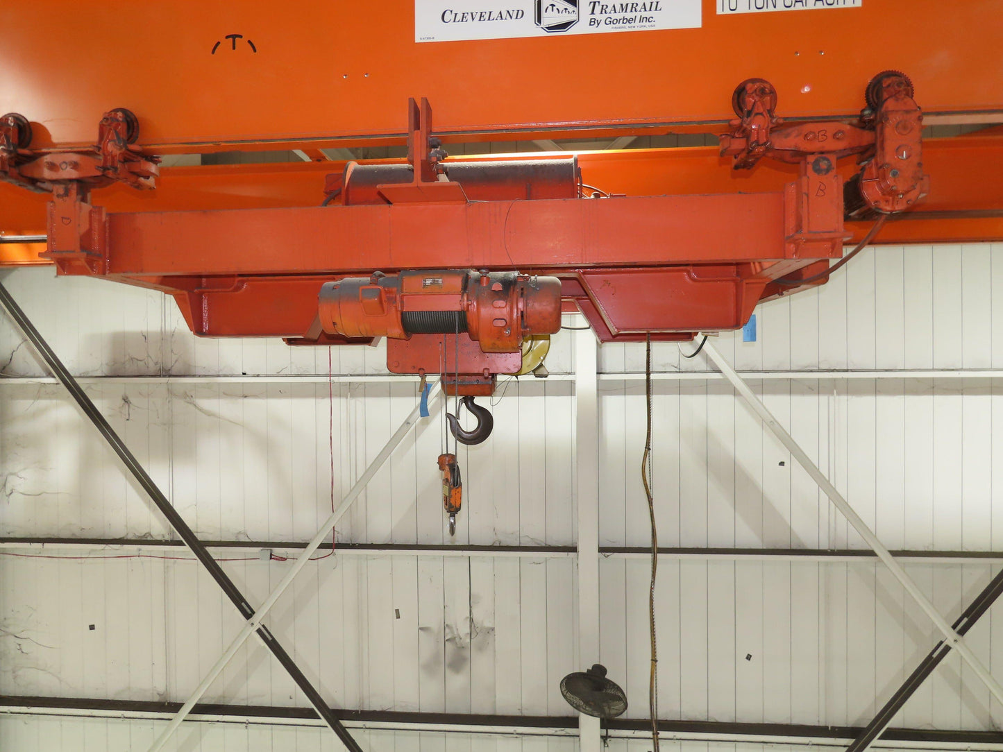 Cleveland Tramrail P&H 10 Ton Double Girder Underhung Bridge Crane 45' 10" Span