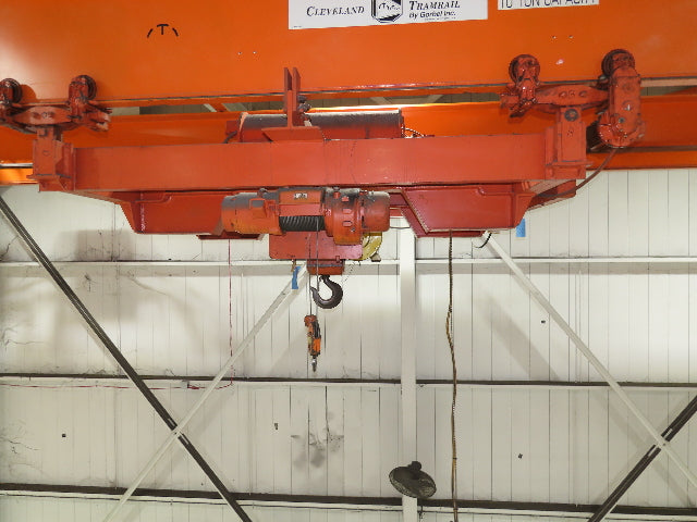 Cleveland Tramrail P&H 10 Ton Double Girder Underhung Bridge Crane 45' 10" Span