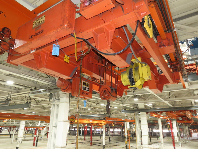 Cleveland Tramrail P&H 10 Ton Double Girder Underhung Bridge Crane 45' 10" Span