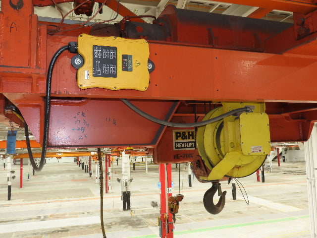 Cleveland Tramrail P&H 10 Ton Double Girder Underhung Bridge Crane 45' 10" Span