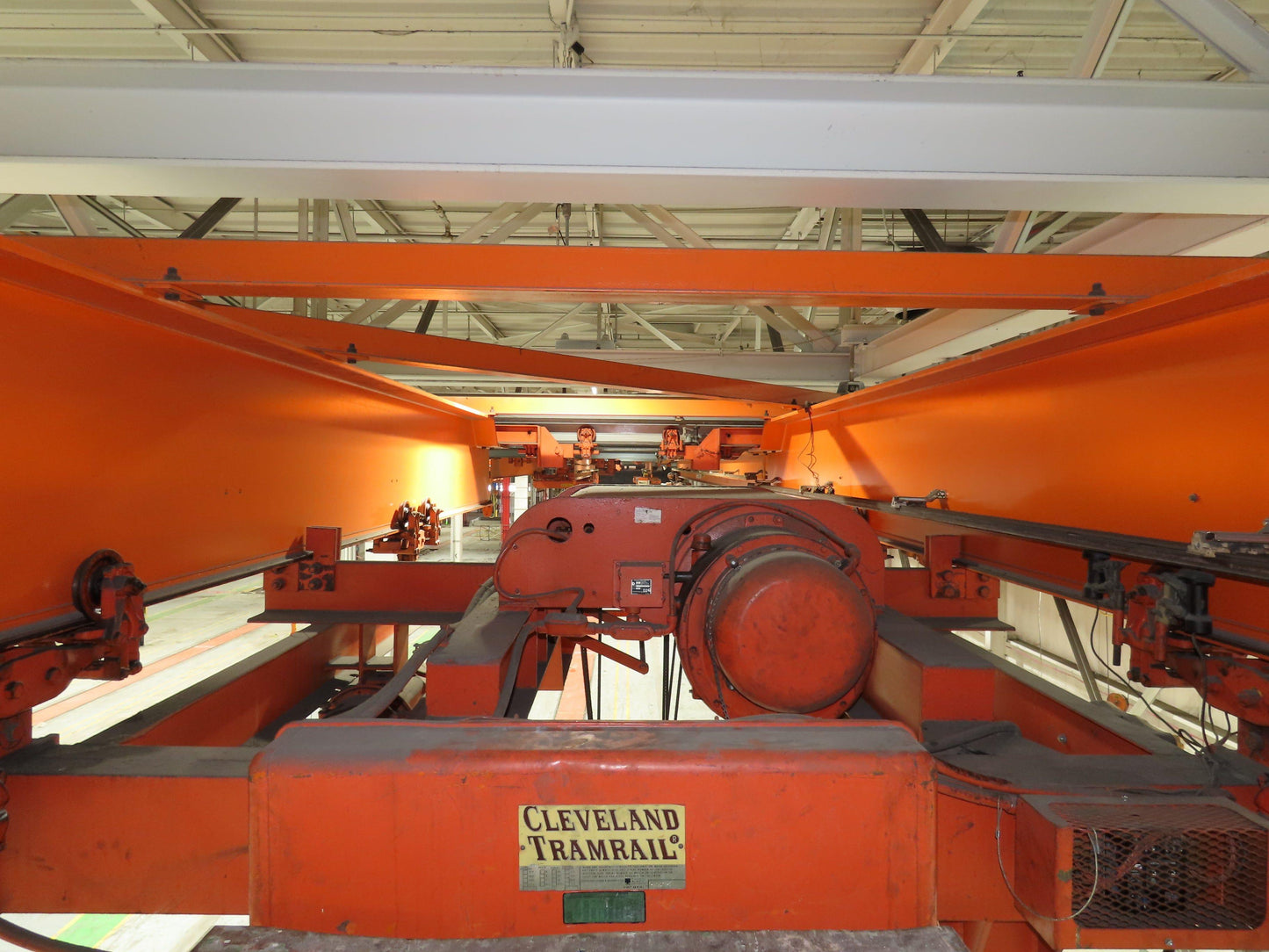 Cleveland Tramrail P&H 10 Ton Double Girder Underhung Bridge Crane 45' 10" Span