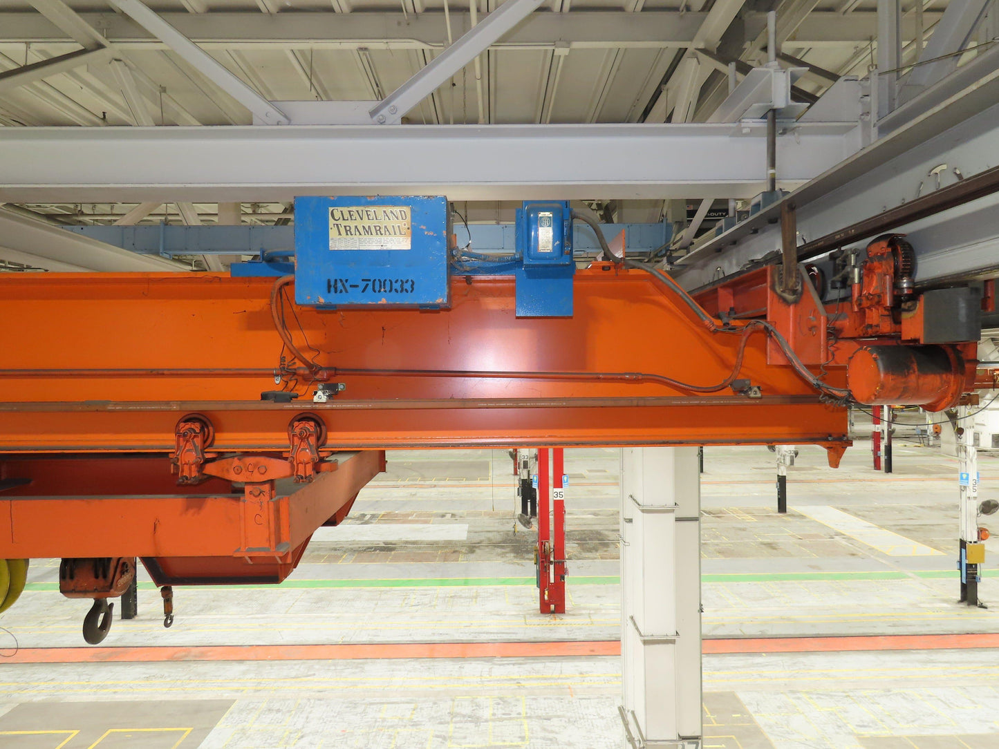 Cleveland Tramrail P&H 10 Ton Double Girder Underhung Bridge Crane 45' 10" Span