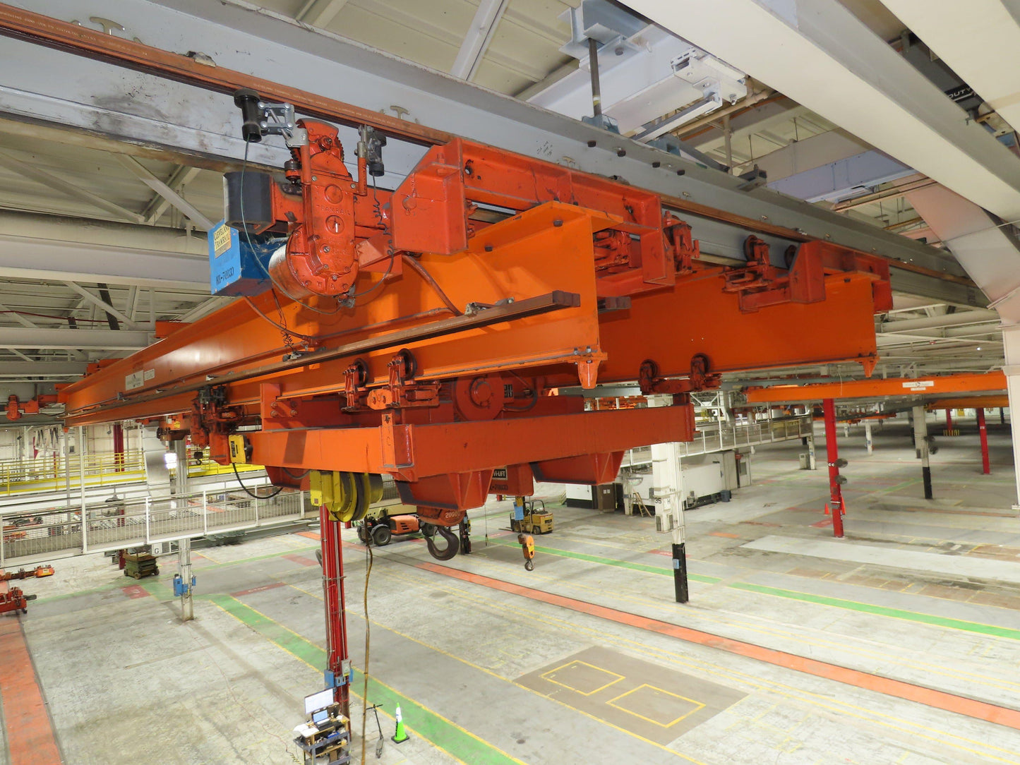 Cleveland Tramrail P&H 10 Ton Double Girder Underhung Bridge Crane 45' 10" Span