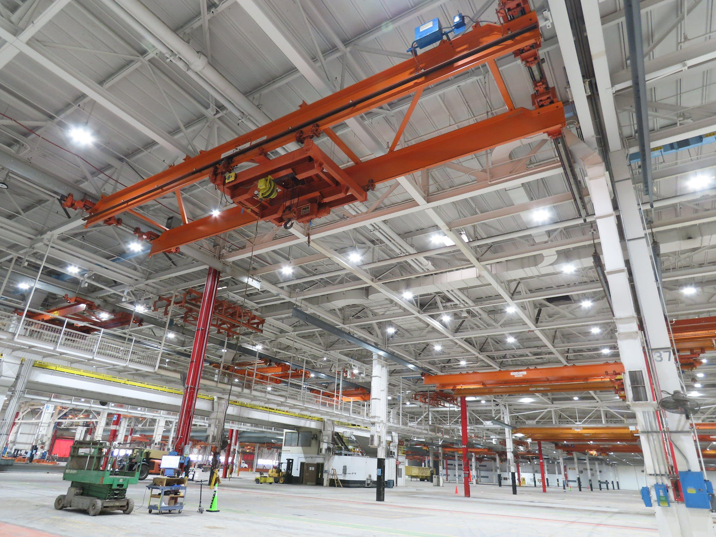 Cleveland Tramrail P&H 10 Ton Double Girder Underhung Bridge Crane 45' 10" Span