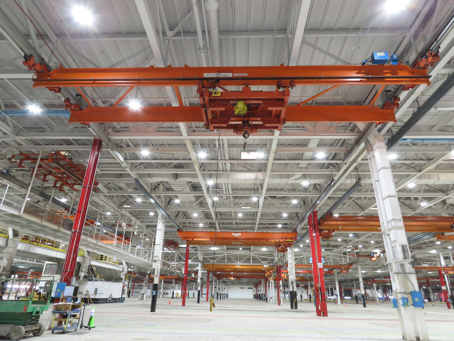 Cleveland Tramrail P&H 10 Ton Double Girder Underhung Bridge Crane 45' 10" Span