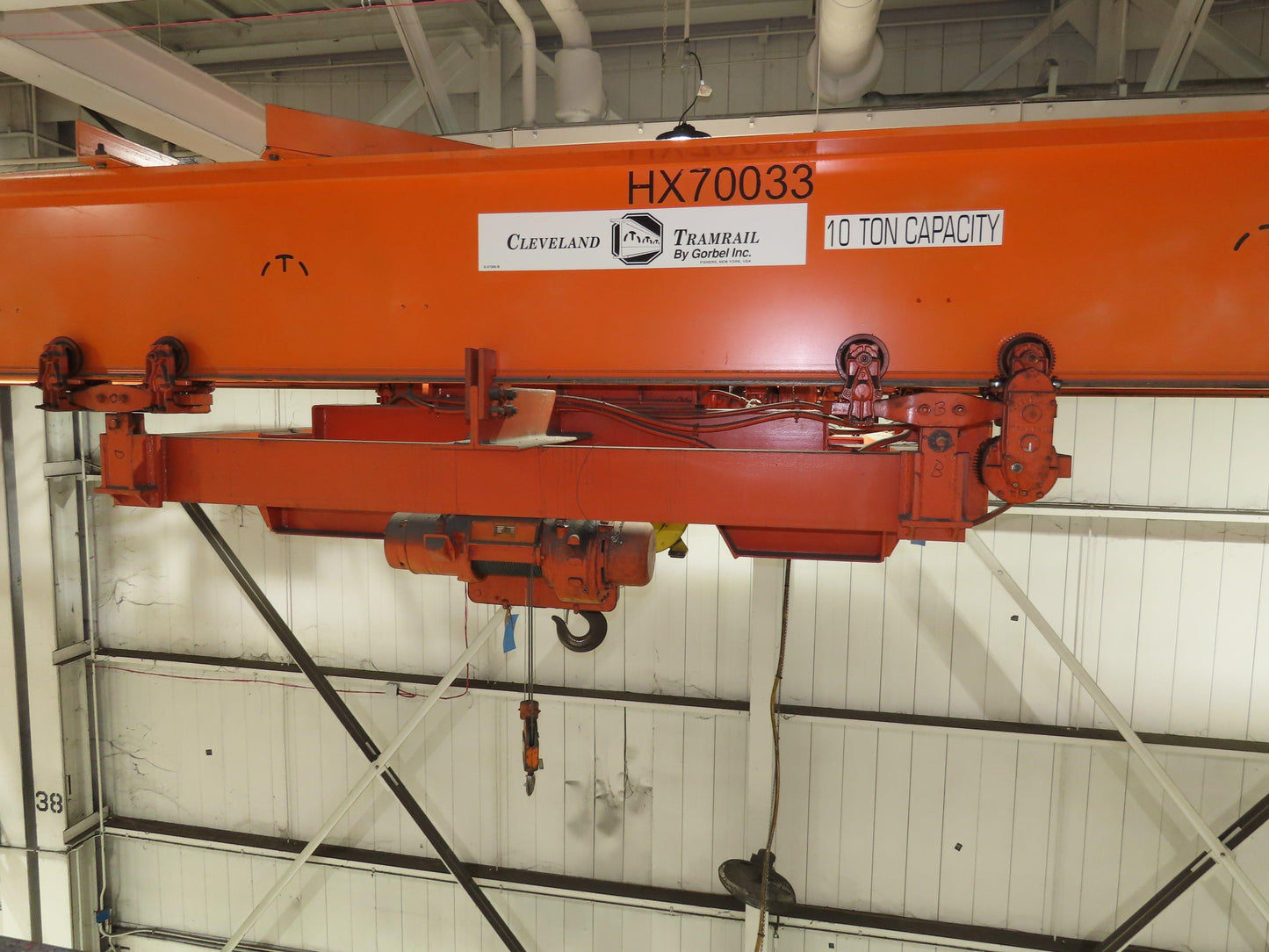 Cleveland Tramrail P&H 10 Ton Double Girder Underhung Bridge Crane 45' 10" Span