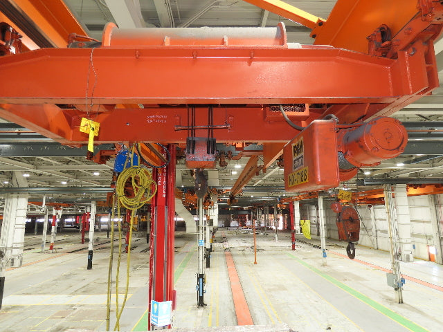 Cleveland Tramrail P&H 6 Ton Double Girder Underhung Bridge Crane 45' 10" Span