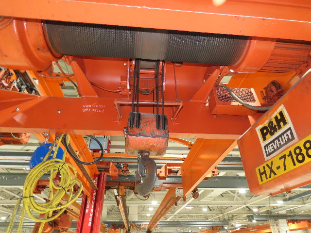 Cleveland Tramrail P&H 6 Ton Double Girder Underhung Bridge Crane 45' 10" Span