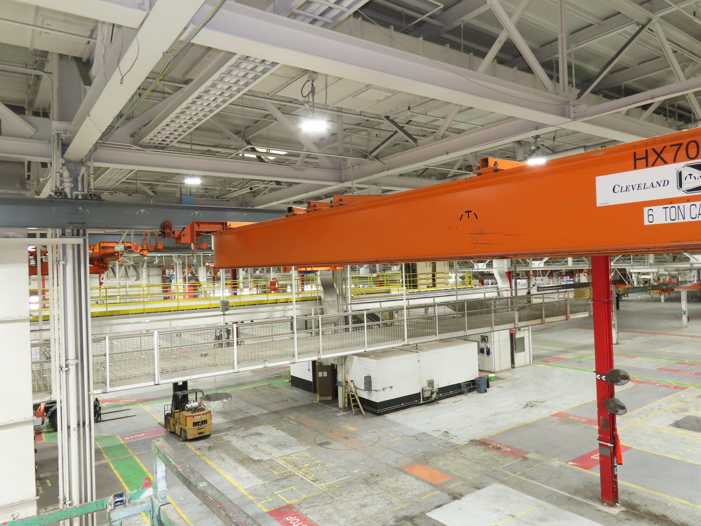 Cleveland Tramrail P&H 6 Ton Double Girder Underhung Bridge Crane 45' 10" Span