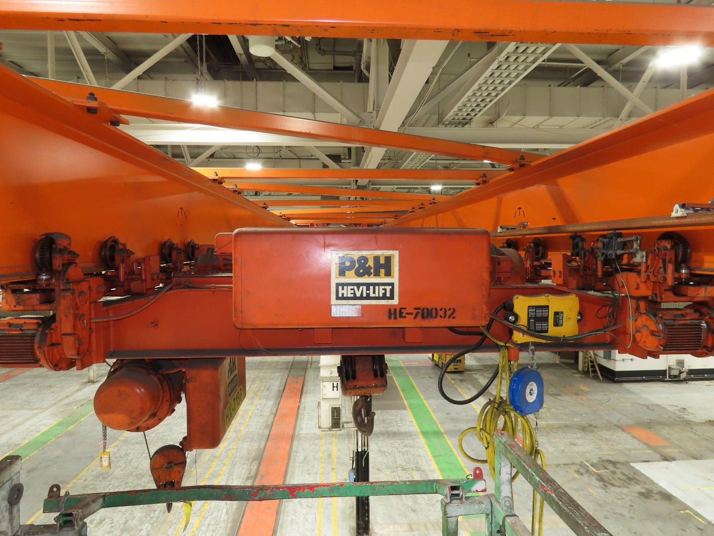 Cleveland Tramrail P&H 6 Ton Double Girder Underhung Bridge Crane 45' 10" Span