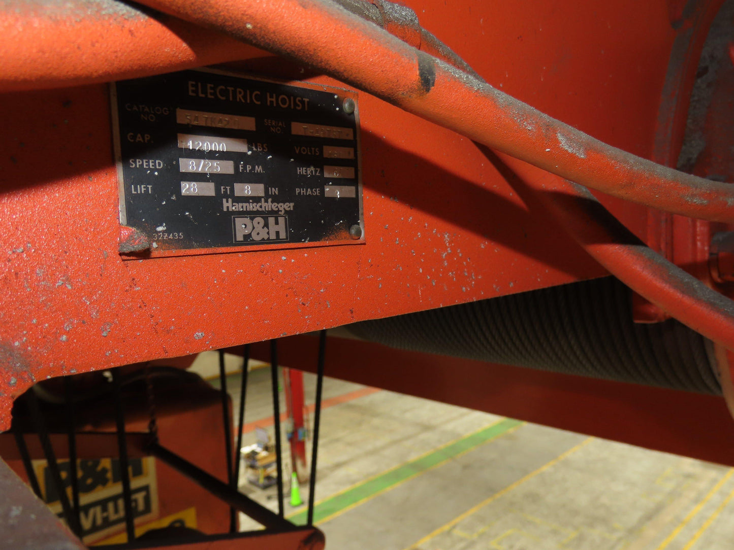 Cleveland Tramrail P&H 6 Ton Double Girder Underhung Bridge Crane 45' 10" Span