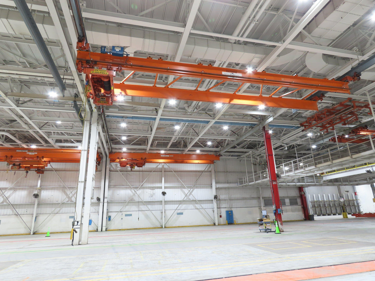 Cleveland Tramrail P&H 6 Ton Double Girder Underhung Bridge Crane 45' 10" Span