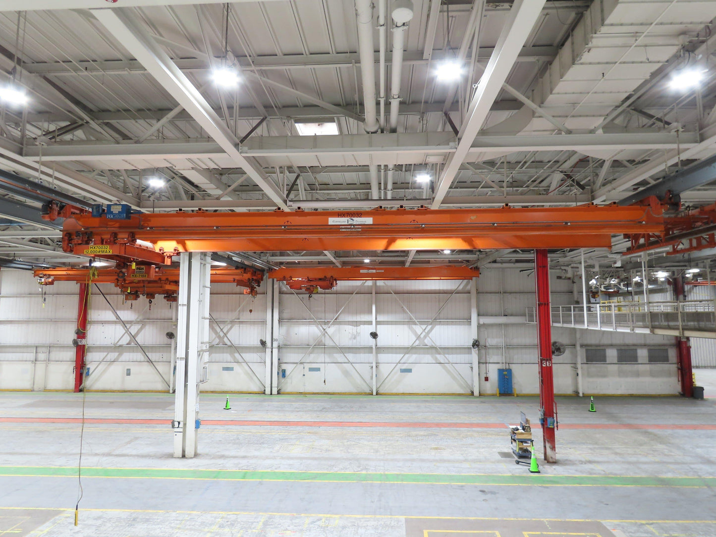Cleveland Tramrail P&H 6 Ton Double Girder Underhung Bridge Crane 45' 10" Span