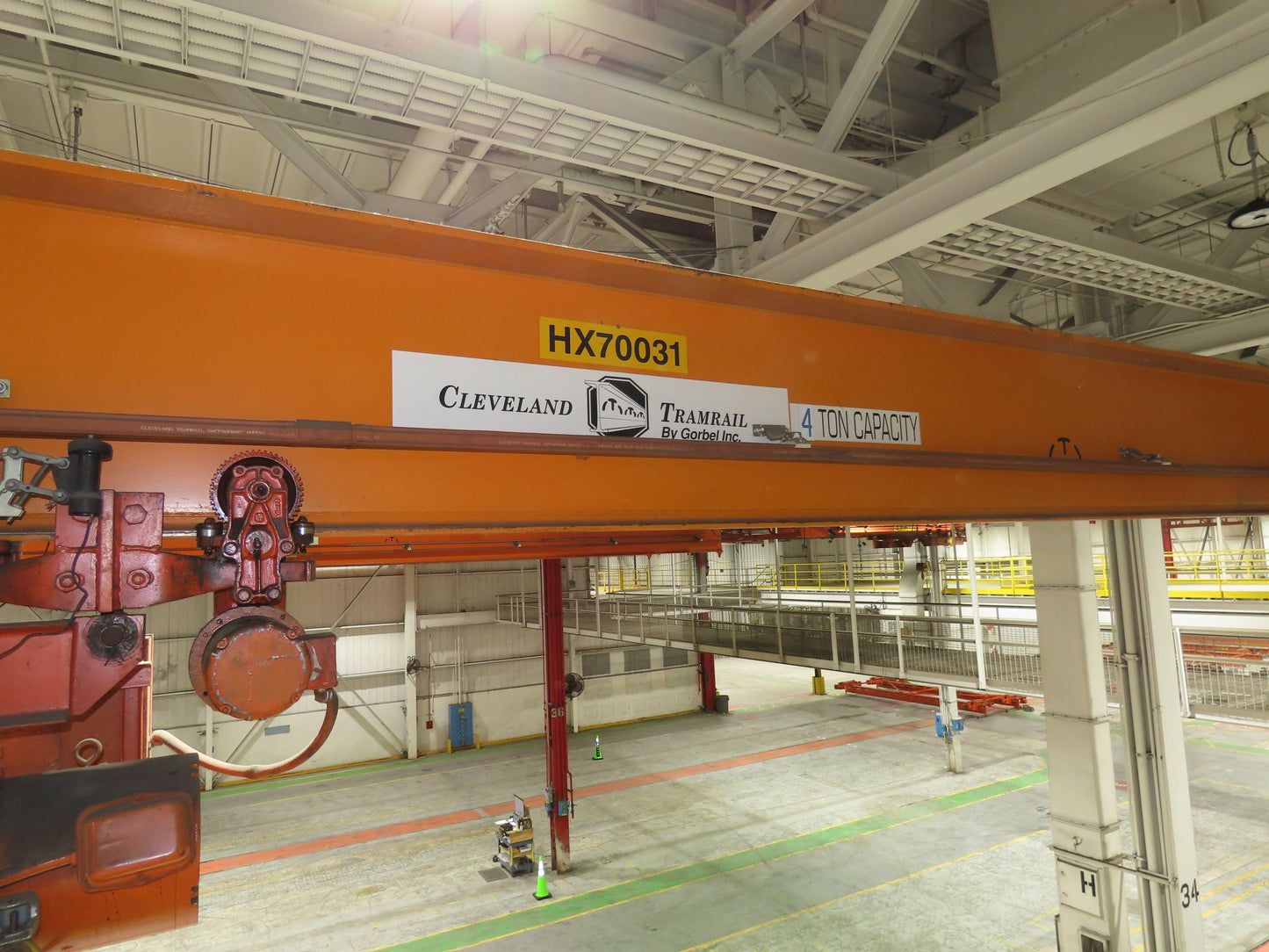 Cleveland Tramrail P&H 4 Ton Single Girder Underhung Bridge Crane 45' 10" Span