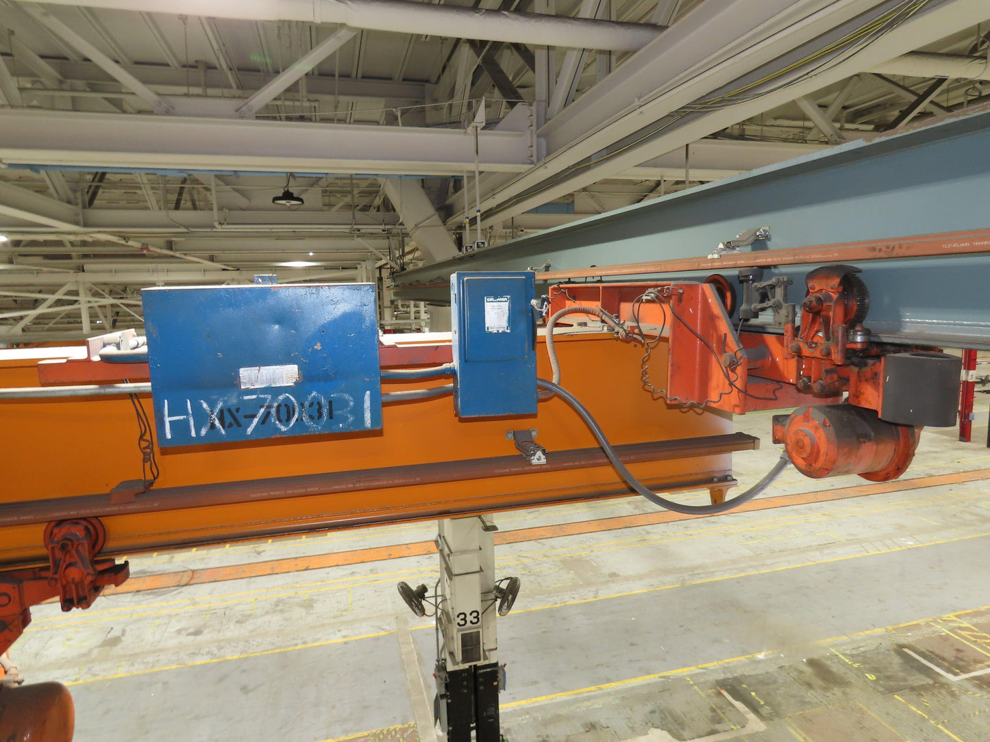 Cleveland Tramrail P&H 4 Ton Single Girder Underhung Bridge Crane 45' 10" Span