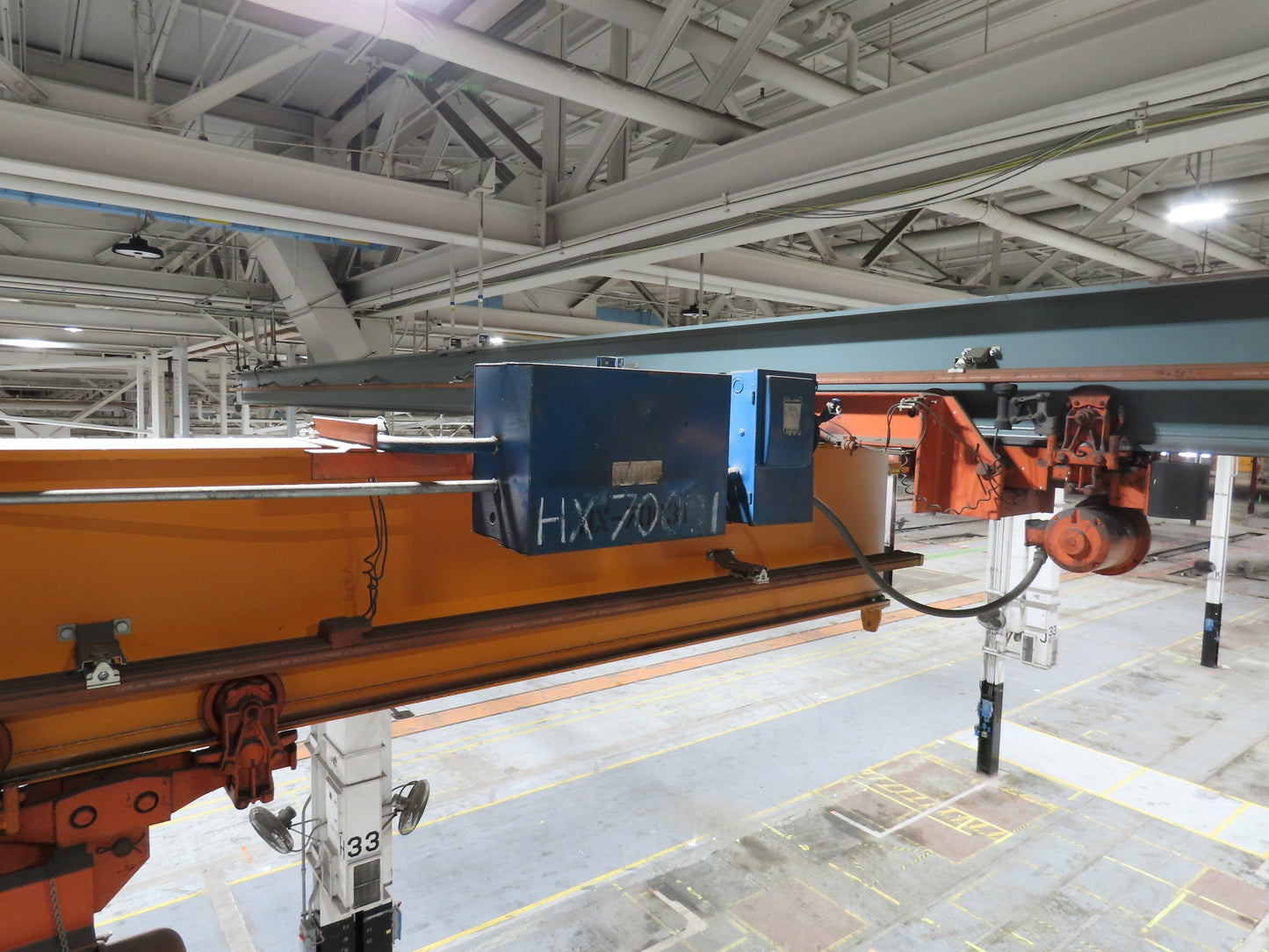Cleveland Tramrail P&H 4 Ton Single Girder Underhung Bridge Crane 45' 10" Span