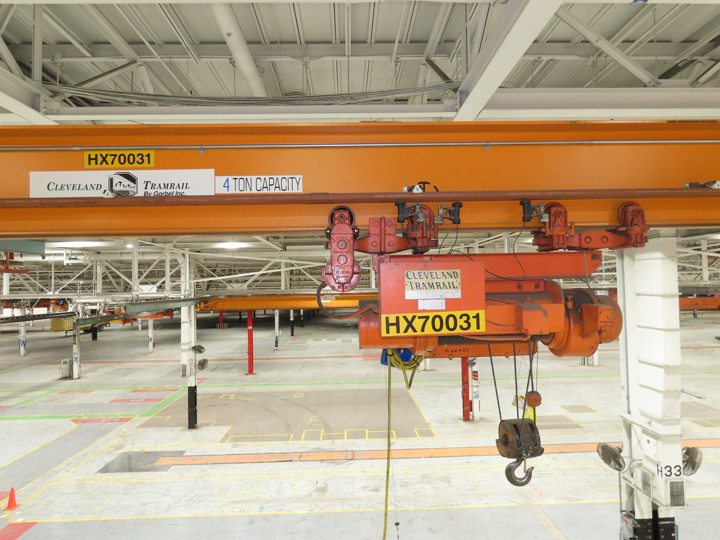 Cleveland Tramrail P&H 4 Ton Single Girder Underhung Bridge Crane 45' 10" Span