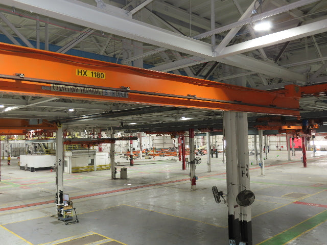 Cleveland Tramrail P&H 3 Ton Single Girder Underhung Bridge Crane 45' 10" Span