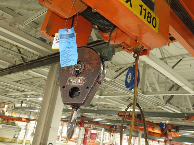 Cleveland Tramrail P&H 3 Ton Single Girder Underhung Bridge Crane 45' 10" Span