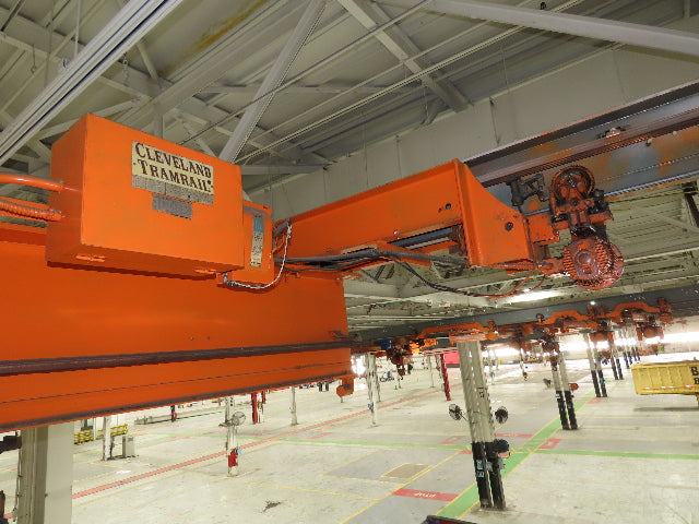 Cleveland Tramrail P&H 3 Ton Single Girder Underhung Bridge Crane 45' 10" Span