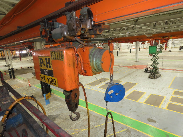 Cleveland Tramrail P&H 3 Ton Single Girder Underhung Bridge Crane 45' 10" Span