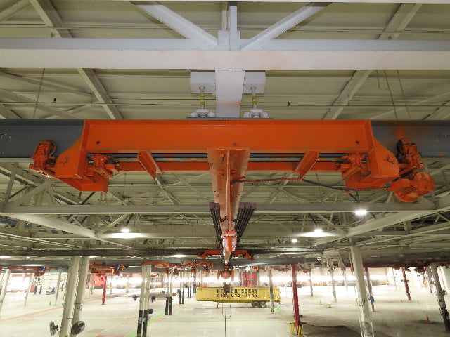 Cleveland Tramrail P&H 3 Ton Single Girder Underhung Bridge Crane 45' 10" Span