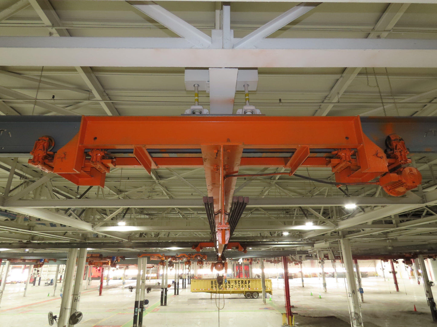Cleveland Tramrail P&H 3 Ton Single Girder Underhung Bridge Crane 45' 10" Span