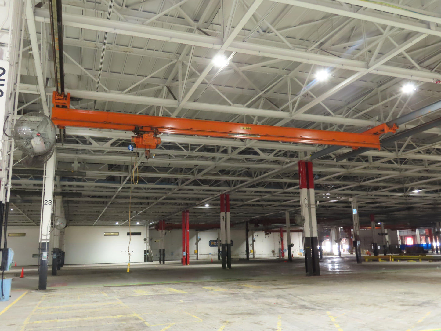 Cleveland Tramrail P&H 3 Ton Single Girder Underhung Bridge Crane 45' 10" Span