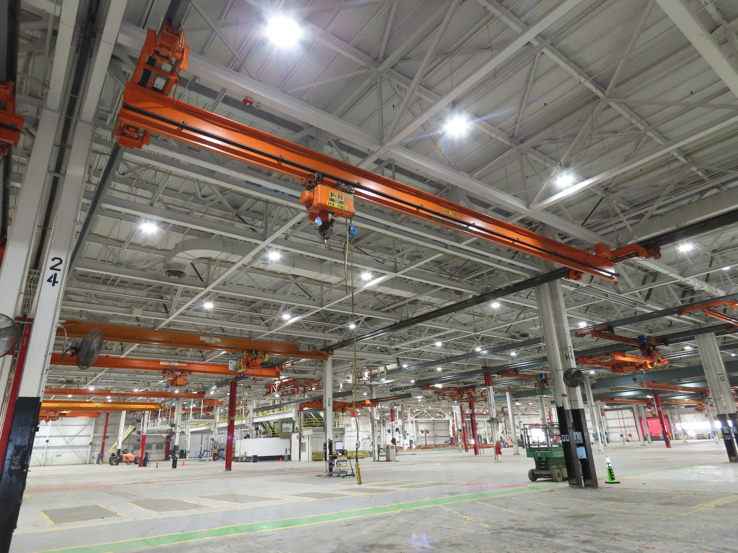 Cleveland Tramrail P&H 3 Ton Single Girder Underhung Bridge Crane 45' 10" Span