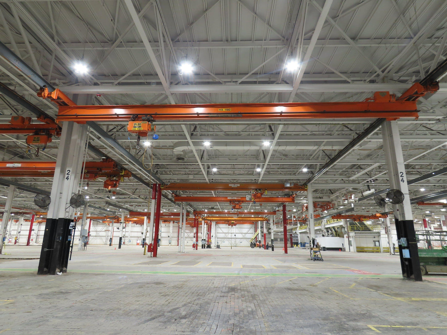 Cleveland Tramrail P&H 3 Ton Single Girder Underhung Bridge Crane 45' 10" Span