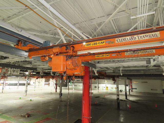 Cleveland Tramrail P&H 1/2 Ton Single Girder Underhung Bridge Crane 21' Span