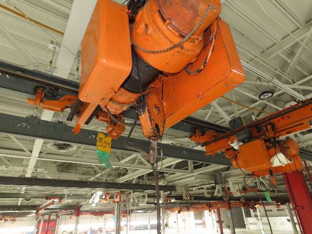 Cleveland Tramrail P&H 1/2 Ton Single Girder Underhung Bridge Crane 21' Span