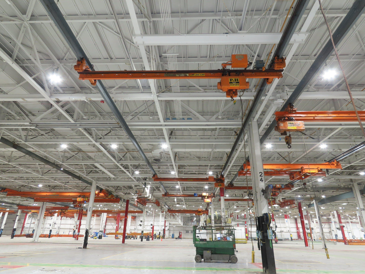 Cleveland Tramrail P&H 1/2 Ton Single Girder Underhung Bridge Crane 21' Span