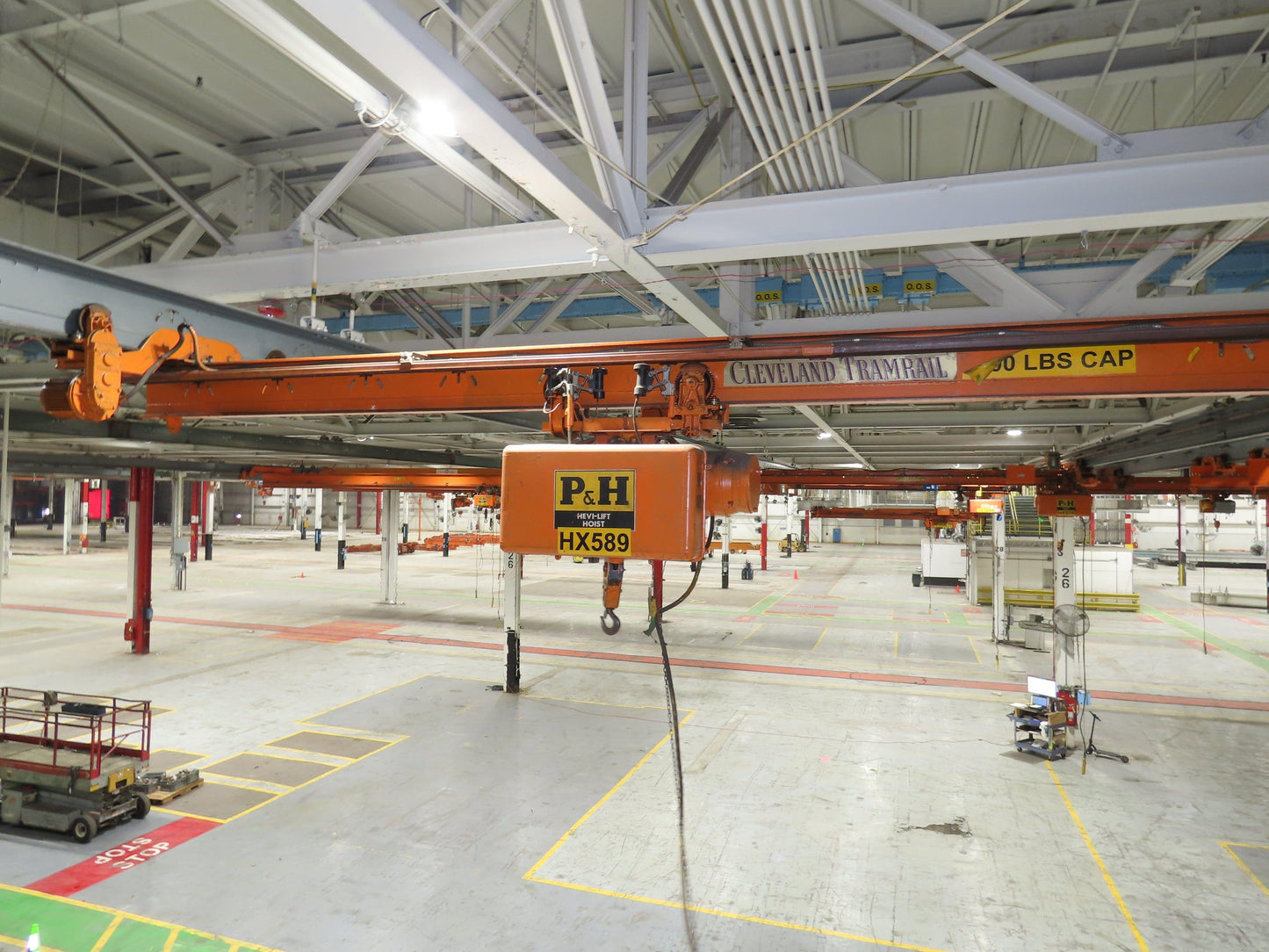 Cleveland Tramrail P&H 1/2 Ton Single Girder Underhung Bridge Crane 21' Span