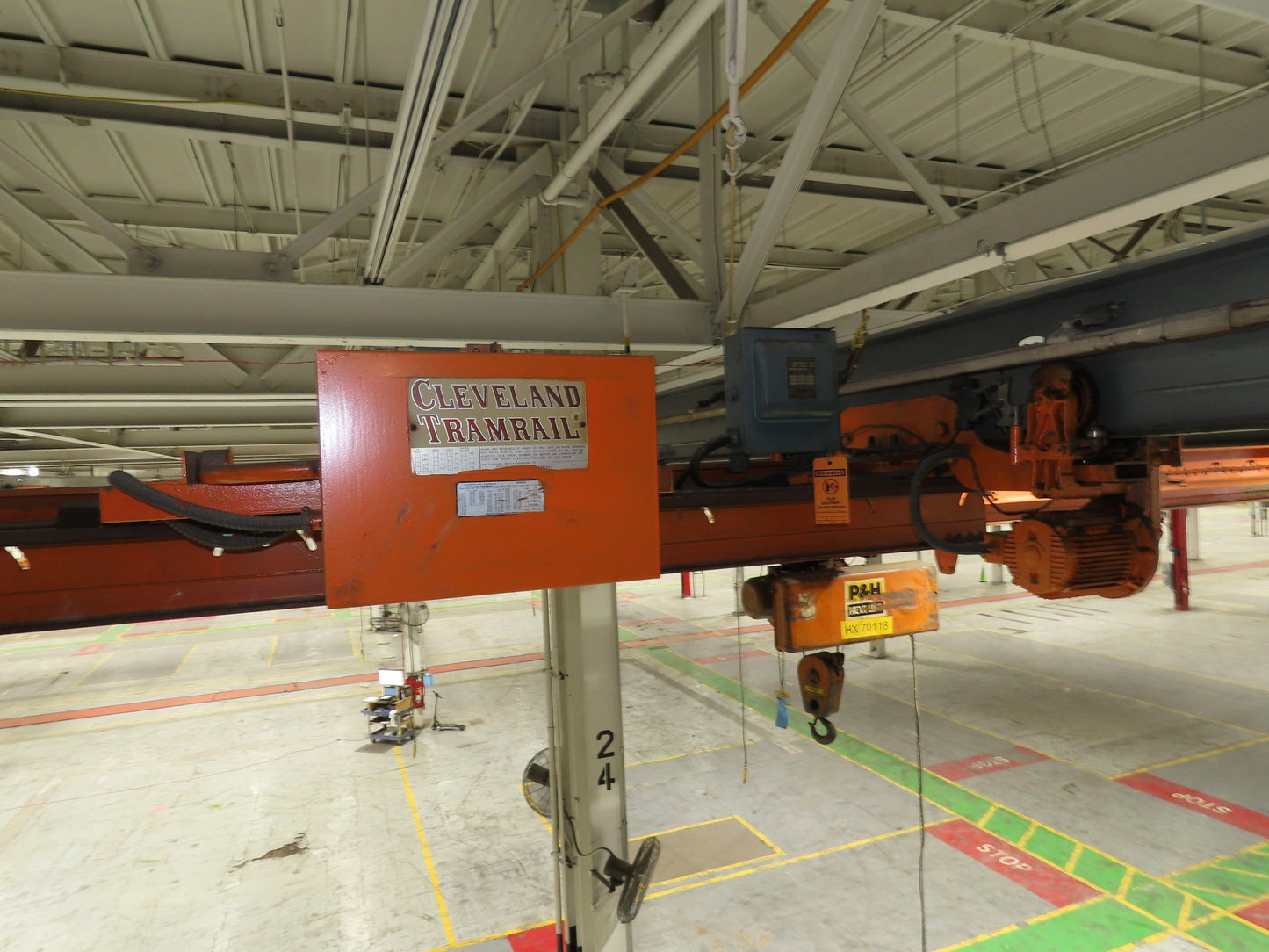Cleveland Tramrail P&H 1/2 Ton Single Girder Underhung Bridge Crane 21' Span