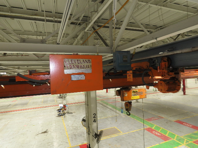 Cleveland Tramrail P&H 1/2 Ton Single Girder Underhung Bridge Crane 21' Span