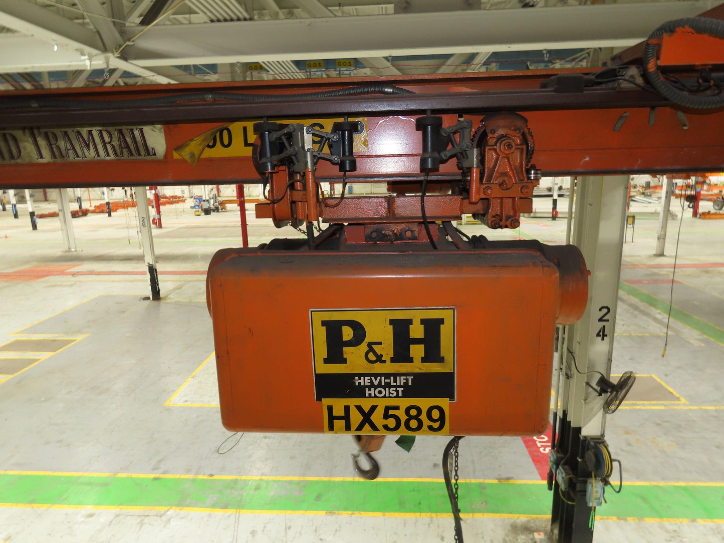 Cleveland Tramrail P&H 1/2 Ton Single Girder Underhung Bridge Crane 21' Span