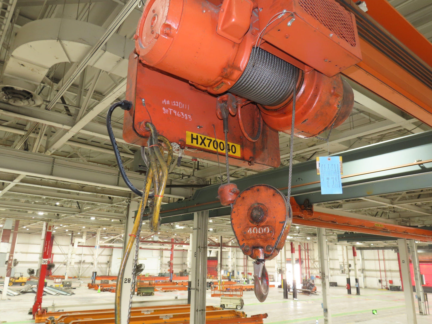 Cleveland Tramrail P&H 2 Ton Single Girder Underhung Bridge Crane 45' 10" Span