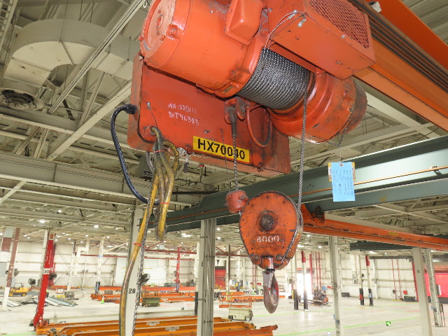 Cleveland Tramrail P&H 2 Ton Single Girder Underhung Bridge Crane 45' 10" Span