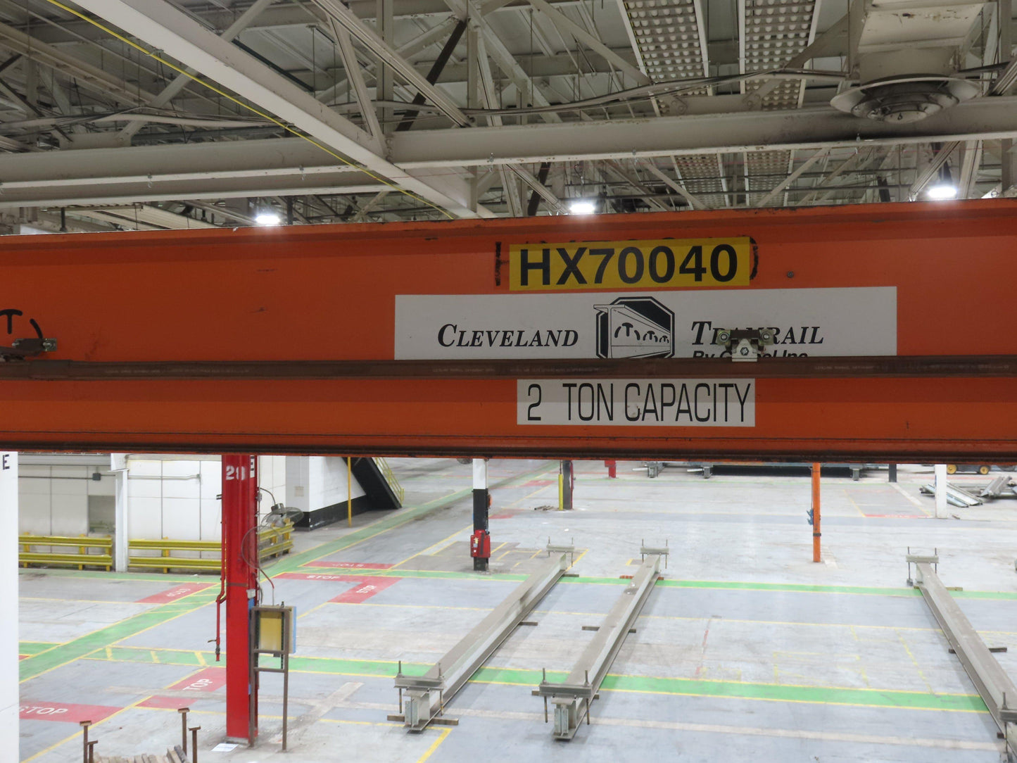 Cleveland Tramrail P&H 2 Ton Single Girder Underhung Bridge Crane 45' 10" Span