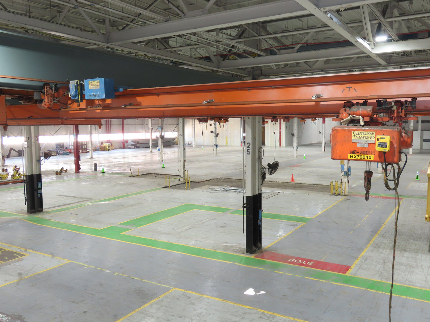 Cleveland Tramrail P&H 2 Ton Single Girder Underhung Bridge Crane 45' 10" Span
