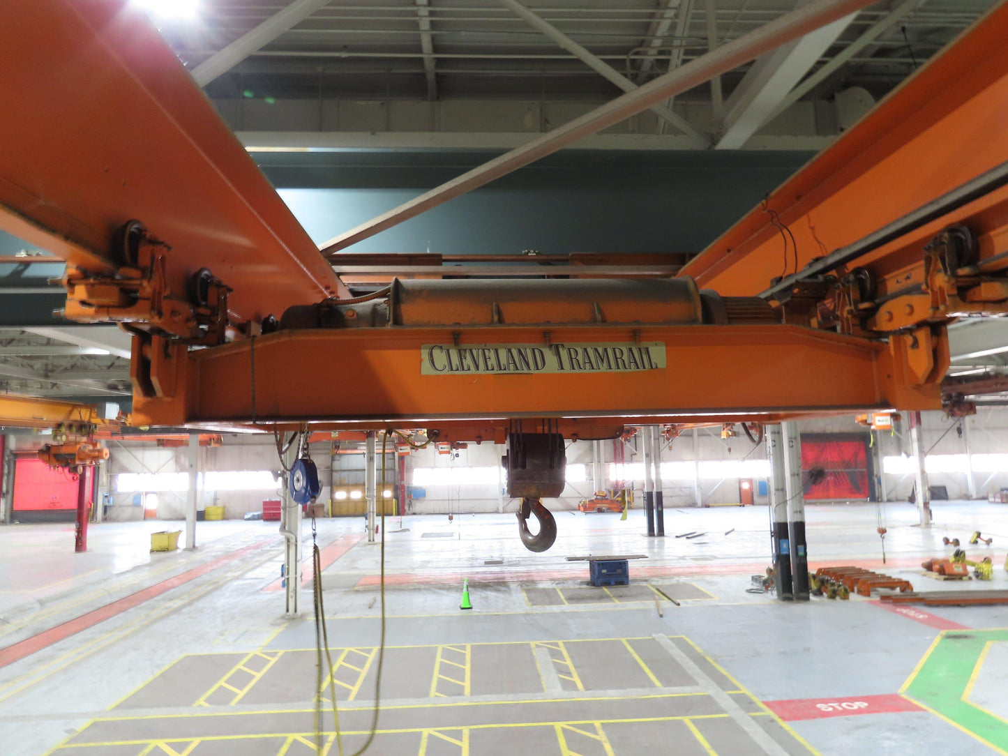 Cleveland Tramrail P&H 6 Ton Double Girder Underhung Bridge Crane 45' 10" Span