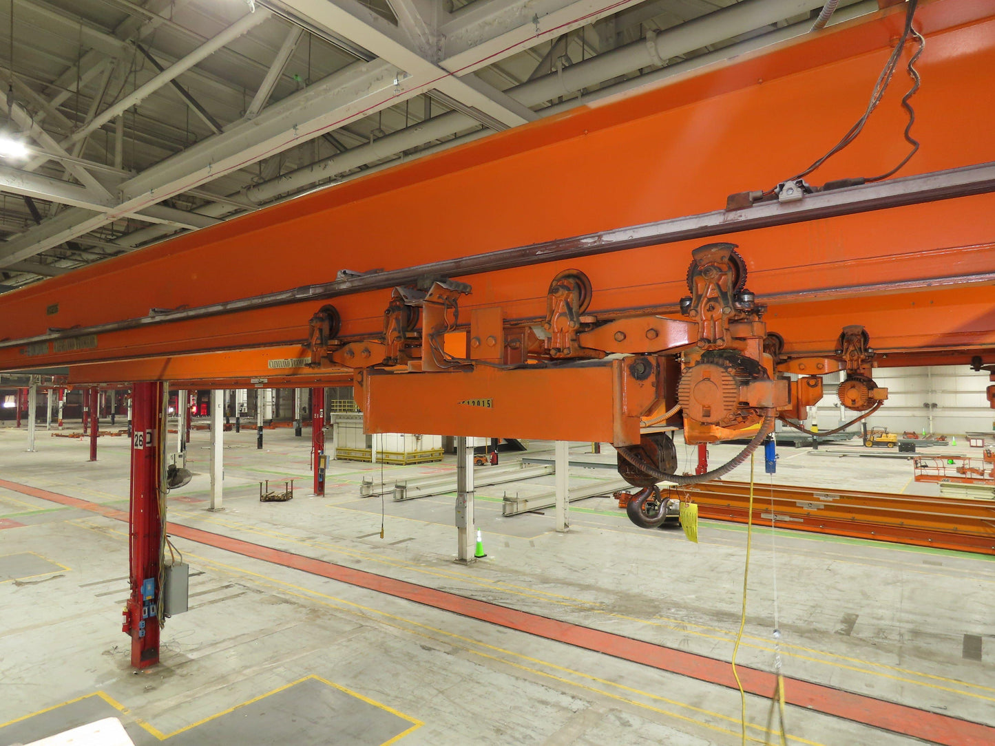 Cleveland Tramrail P&H 6 Ton Double Girder Underhung Bridge Crane 45' 10" Span