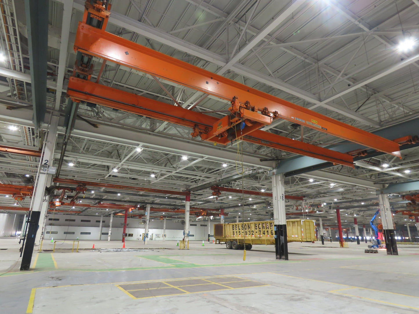 Cleveland Tramrail P&H 6 Ton Double Girder Underhung Bridge Crane 45' 10" Span