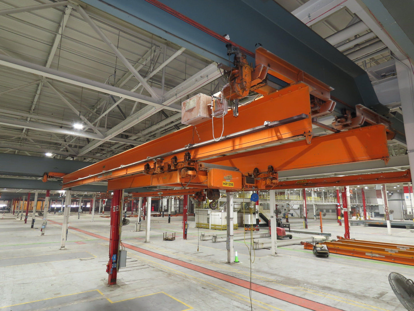 Cleveland Tramrail P&H 6 Ton Double Girder Underhung Bridge Crane 45' 10" Span
