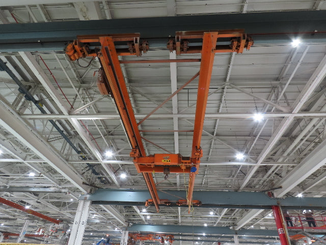 Cleveland Tramrail P&H 6 Ton Double Girder Underhung Bridge Crane 45' 10" Span