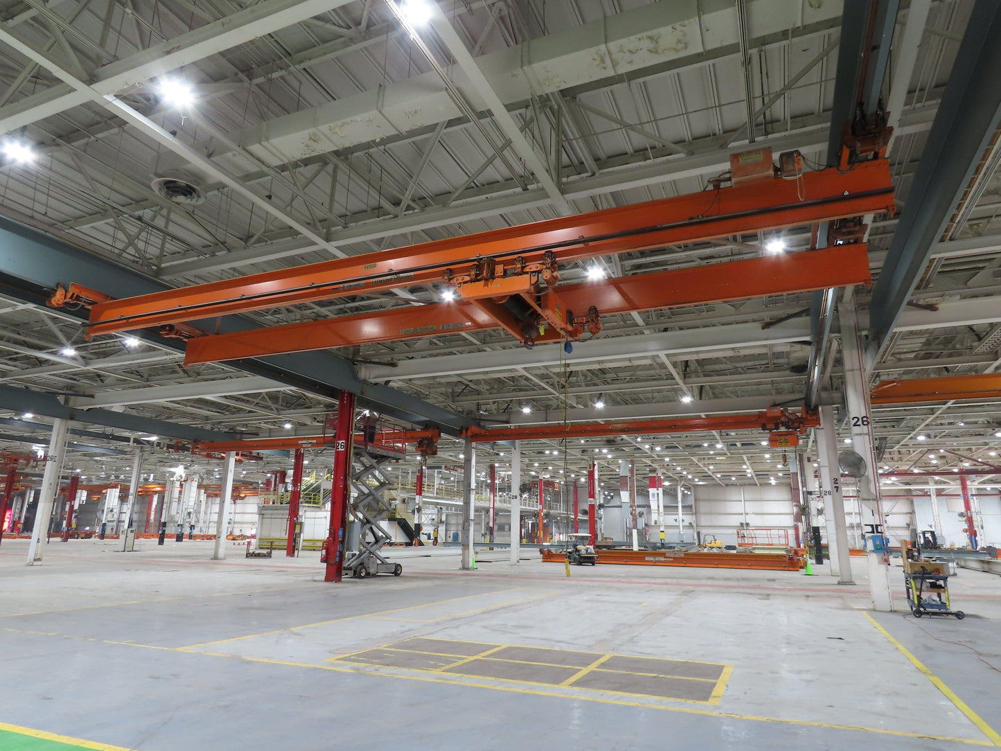 Cleveland Tramrail P&H 6 Ton Double Girder Underhung Bridge Crane 45' 10" Span
